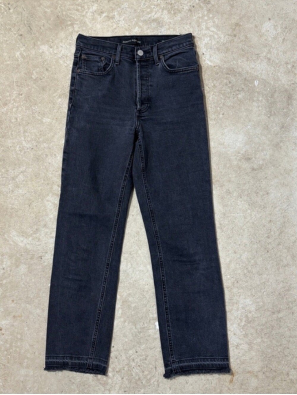 Denim Forum The Arlo Hi-Rise Straight Jeans Women’s Size 25 Black Button Fly